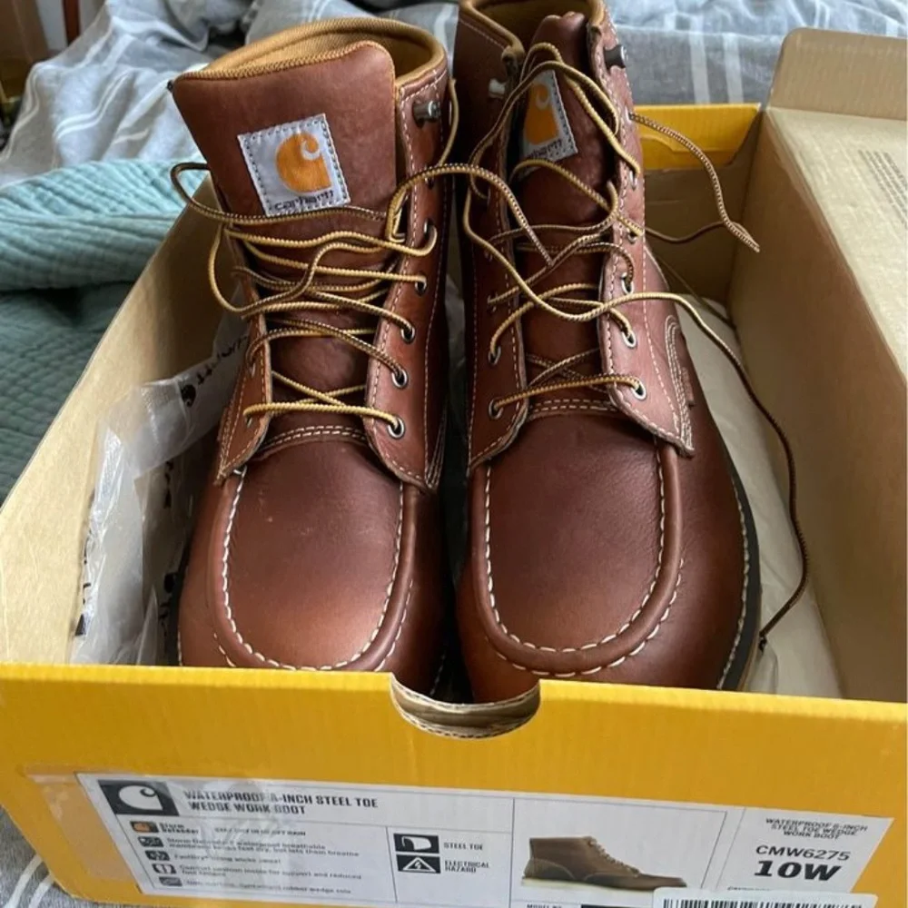 10W Carhartt Men's 6 Inch Waterproof Wedge Steel Toe Work Boot, Tan, 10 Wide - Picture 5 of 8